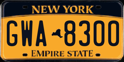 NY license plate GWA8300