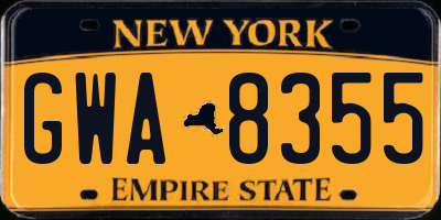 NY license plate GWA8355