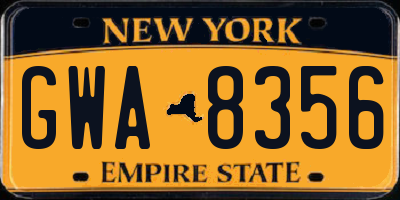 NY license plate GWA8356