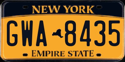 NY license plate GWA8435