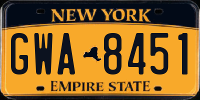 NY license plate GWA8451