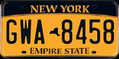 NY license plate GWA8458