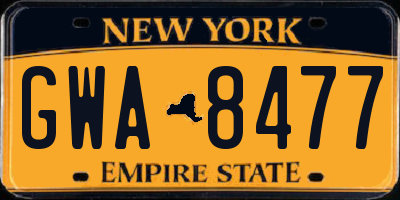 NY license plate GWA8477