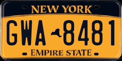 NY license plate GWA8481