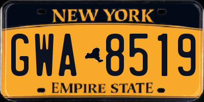 NY license plate GWA8519