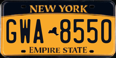 NY license plate GWA8550