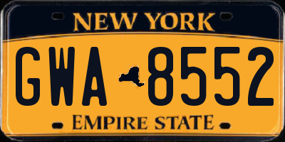 NY license plate GWA8552