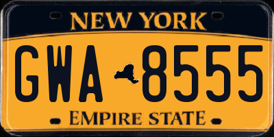NY license plate GWA8555
