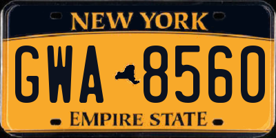 NY license plate GWA8560