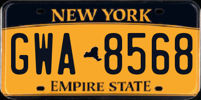 NY license plate GWA8568