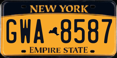 NY license plate GWA8587