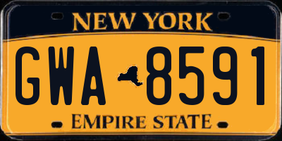 NY license plate GWA8591
