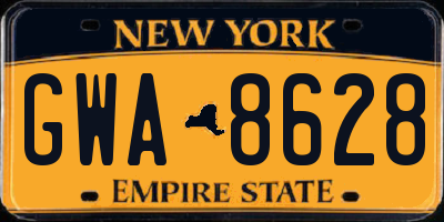 NY license plate GWA8628