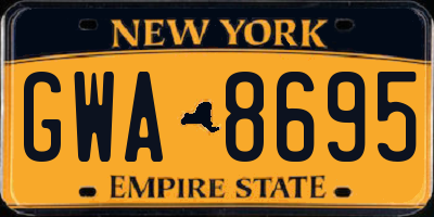 NY license plate GWA8695