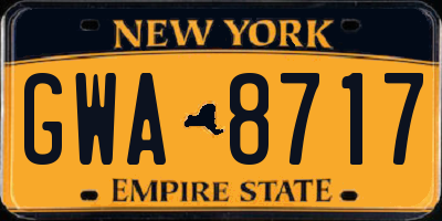 NY license plate GWA8717