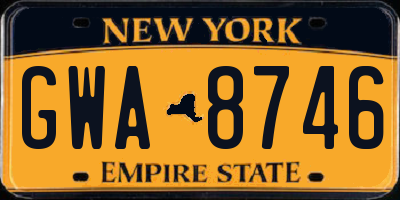 NY license plate GWA8746