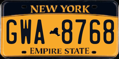 NY license plate GWA8768