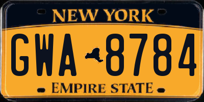 NY license plate GWA8784