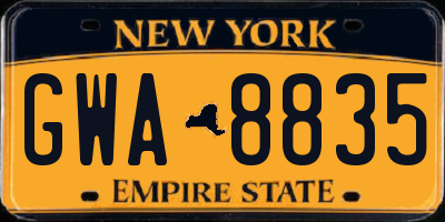 NY license plate GWA8835