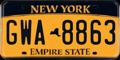 NY license plate GWA8863