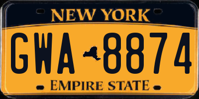 NY license plate GWA8874