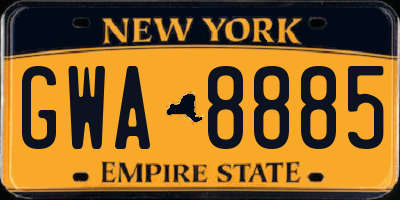 NY license plate GWA8885
