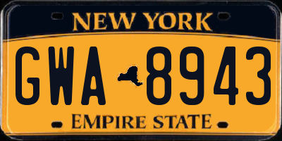NY license plate GWA8943