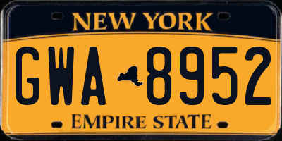 NY license plate GWA8952
