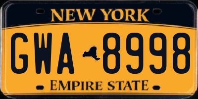 NY license plate GWA8998