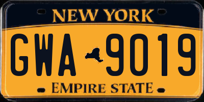 NY license plate GWA9019