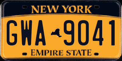 NY license plate GWA9041