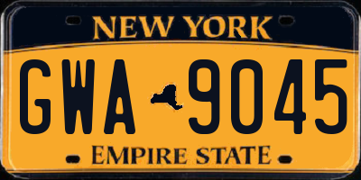 NY license plate GWA9045