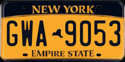 NY license plate GWA9053