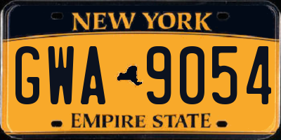 NY license plate GWA9054