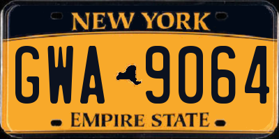 NY license plate GWA9064