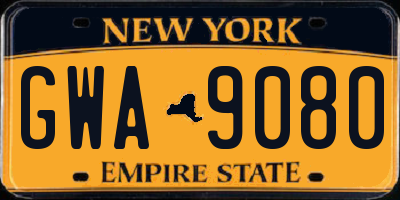 NY license plate GWA9080