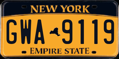 NY license plate GWA9119