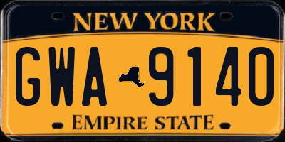 NY license plate GWA9140