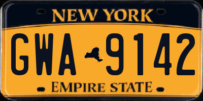 NY license plate GWA9142