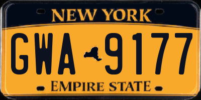 NY license plate GWA9177