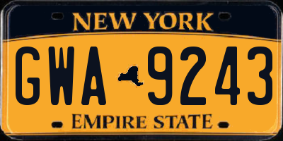 NY license plate GWA9243