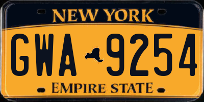 NY license plate GWA9254