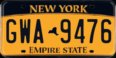 NY license plate GWA9476