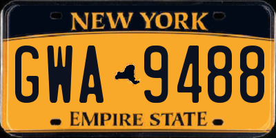 NY license plate GWA9488
