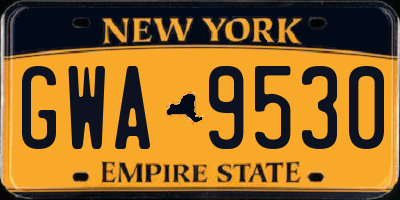 NY license plate GWA9530