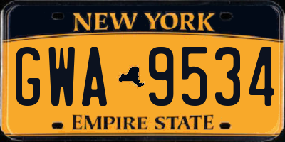 NY license plate GWA9534