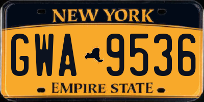 NY license plate GWA9536