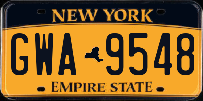 NY license plate GWA9548