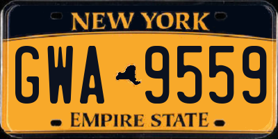 NY license plate GWA9559