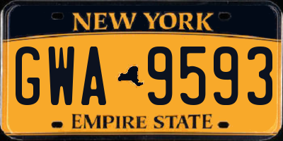 NY license plate GWA9593